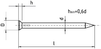 схематический чертеж гвоздя с выноской размеров схематический чертеж гвоздя с выноской размеров