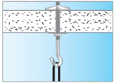 схематическое изображение установленного дюбеля потолочного