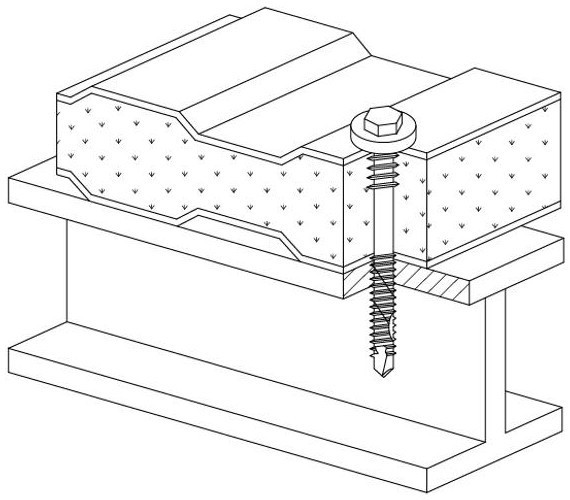 схематический пример установки самореза для сэндвич панелей