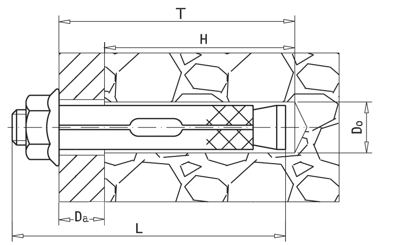 схематический чертеж анкер-болта с гайкой в основании схема анкер_болт с гайкой