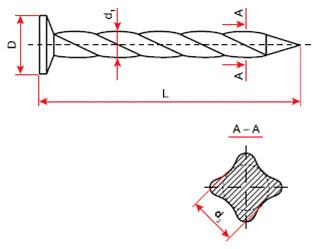 схематический чертеж гвоздя винтового