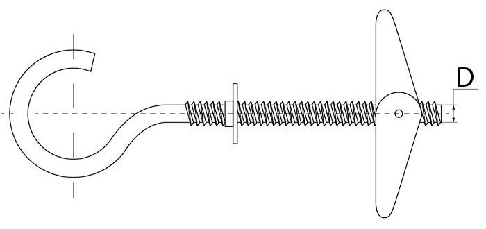 схематический рисунок складного пружинного дюбеля потолочного