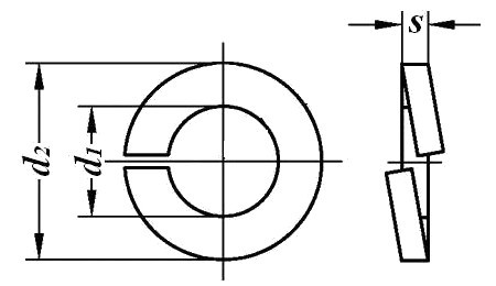 схематический чертеж шайбы гровер DIN 127