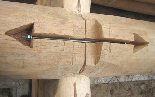 пример использования метрической резьбы для стяжки двух брусьев