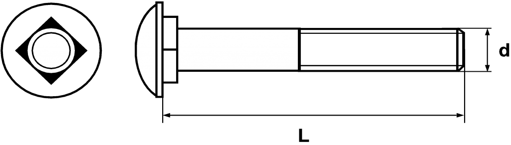 схематическое изображение болта мебельного DIN 603 схематическое изображение болта мебельного DIN 603