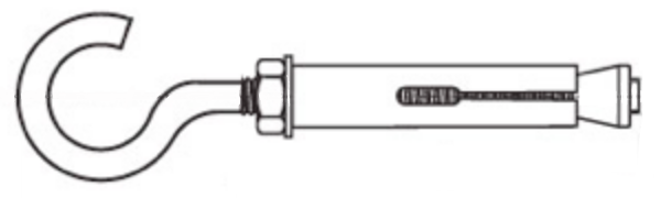 схематическое представление установленного анкерного болта с полукольцом
