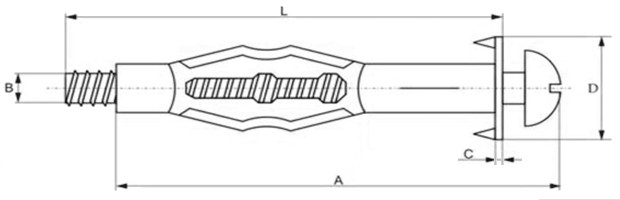 схема металлического дюбеля с вынесенными размерами