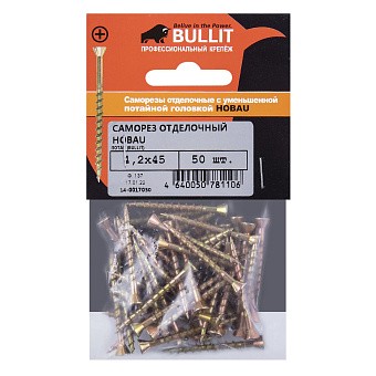 Купить Саморез отделочный bullit тип hobau 4,2х45 оптом