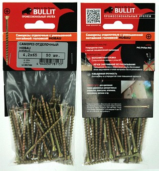 Купить Саморез отделочный bullit тип hobau 4,2х65 оптом