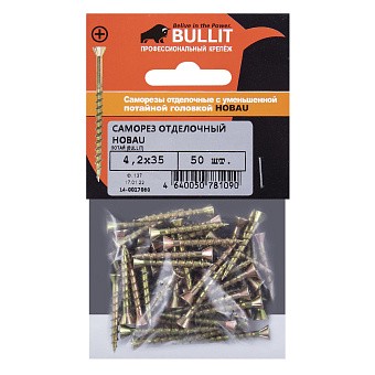 Купить Саморез отделочный bullit тип hobau 4,2х35 оптом